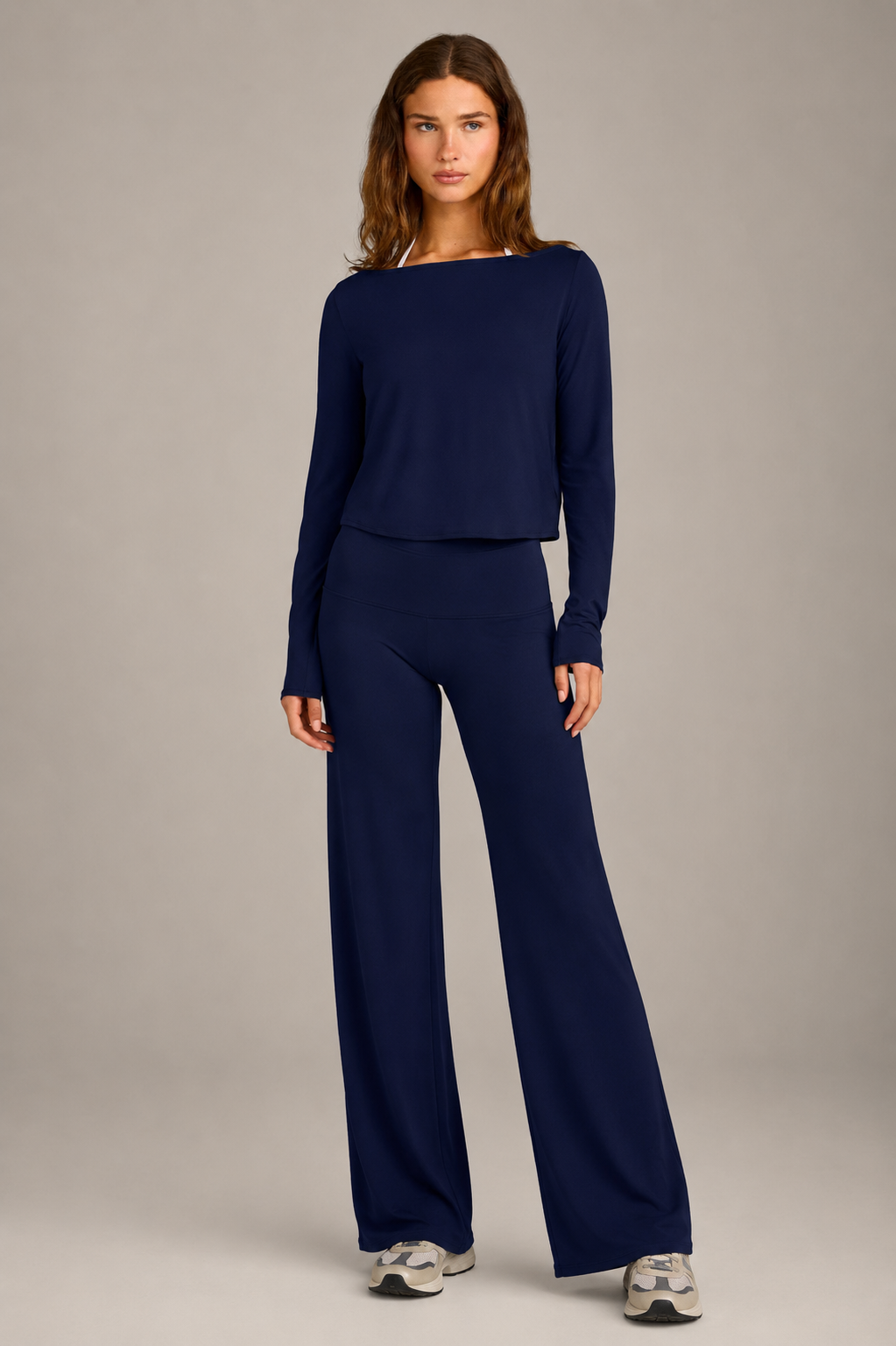 Relaxed  Fit Slash Neck Long Sleeve Top